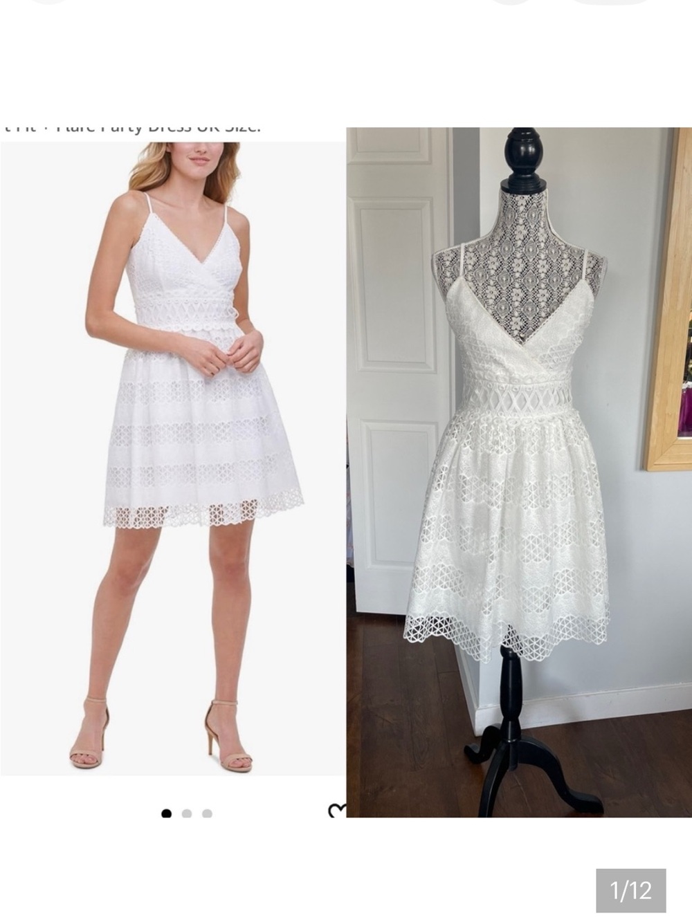 Beautiful Guess Crochet Fit and Flare Dress. Size 6/Medium. White.